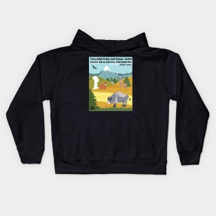 Mak On and Social Distance at Yellowstone National Park - illustration - square Kids Hoodie